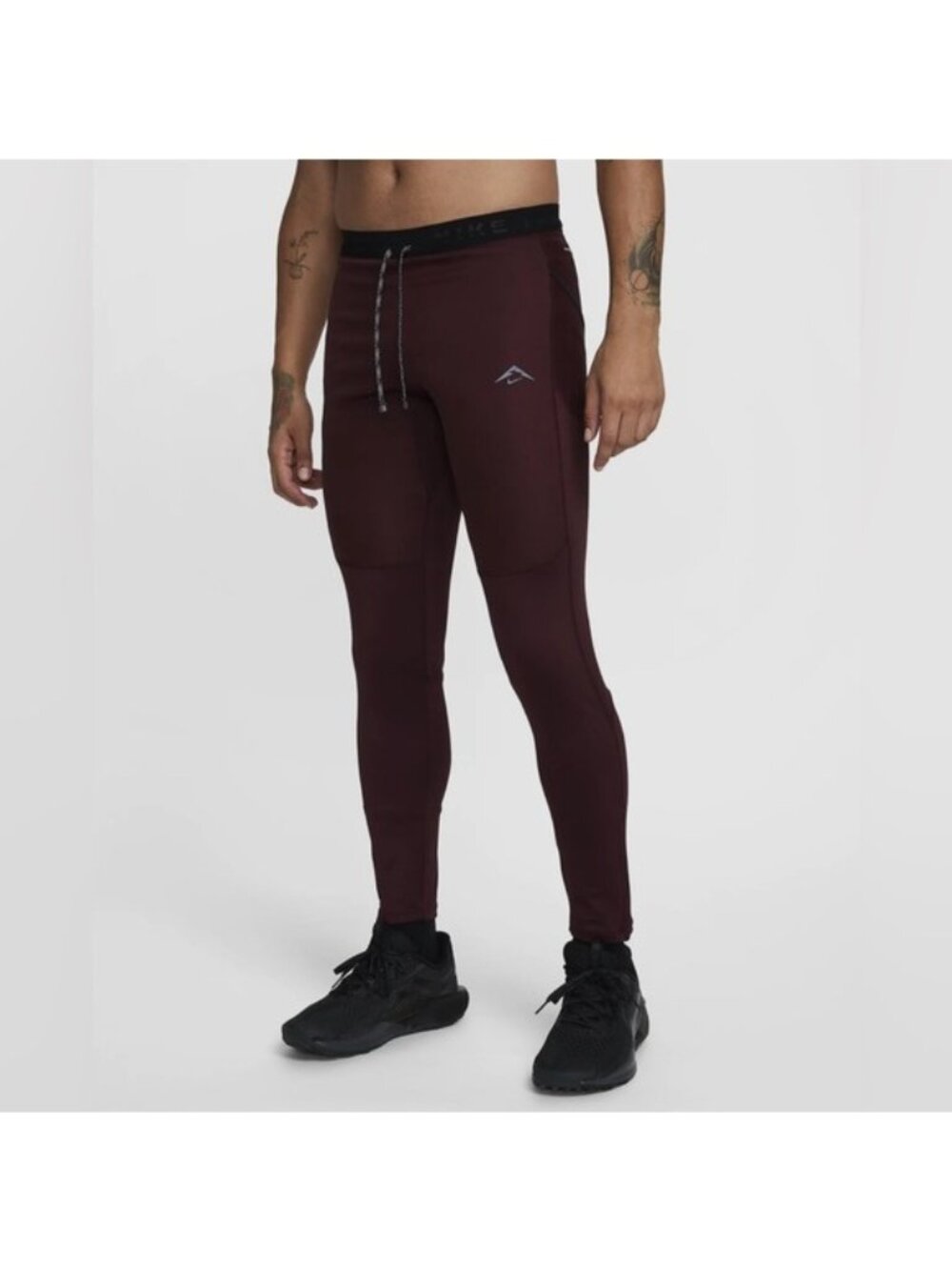 Nike Trail Running Men's Maroon Athletic Tights with Drawstring